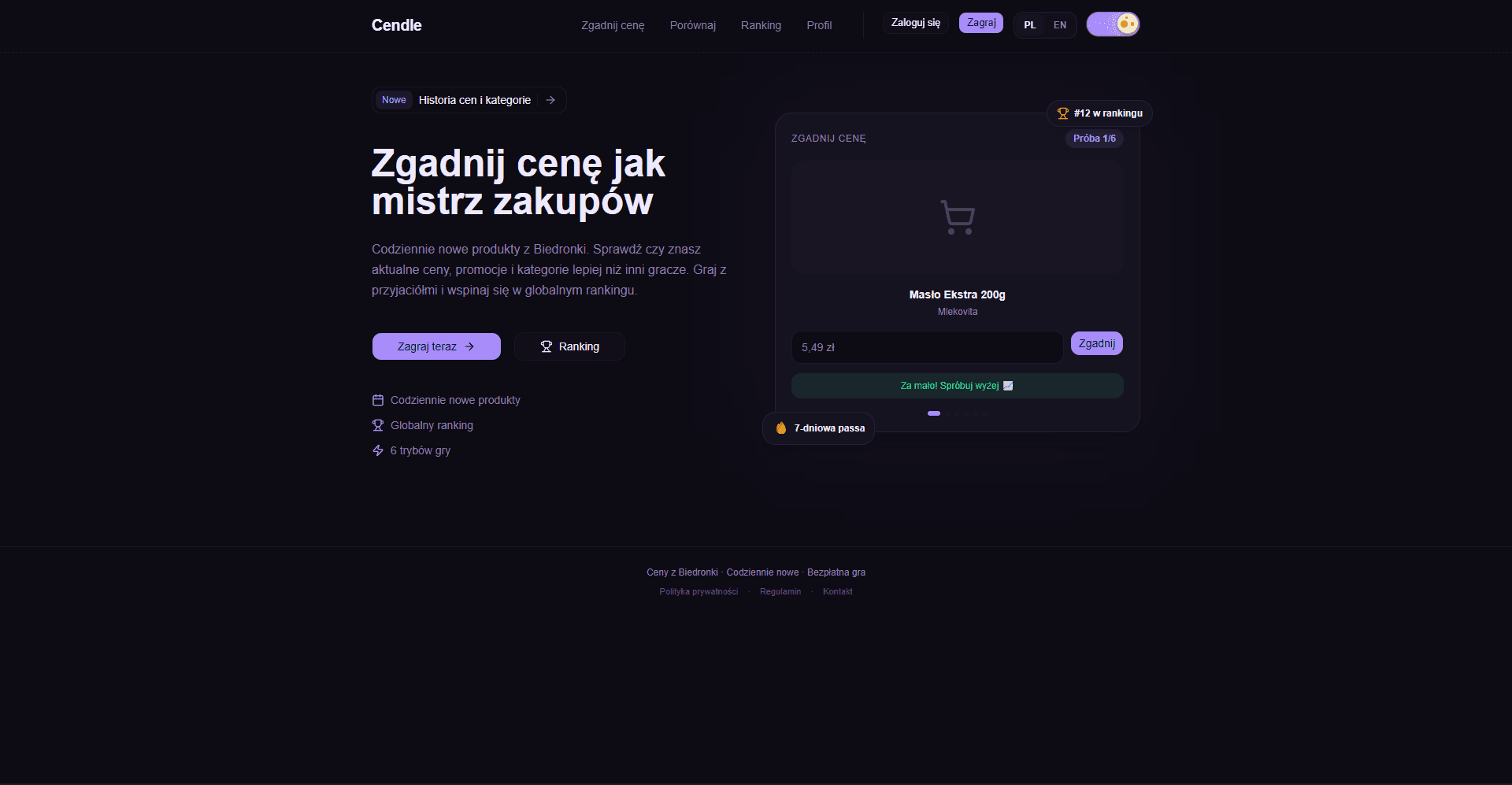 Podgląd projektu: Cendle